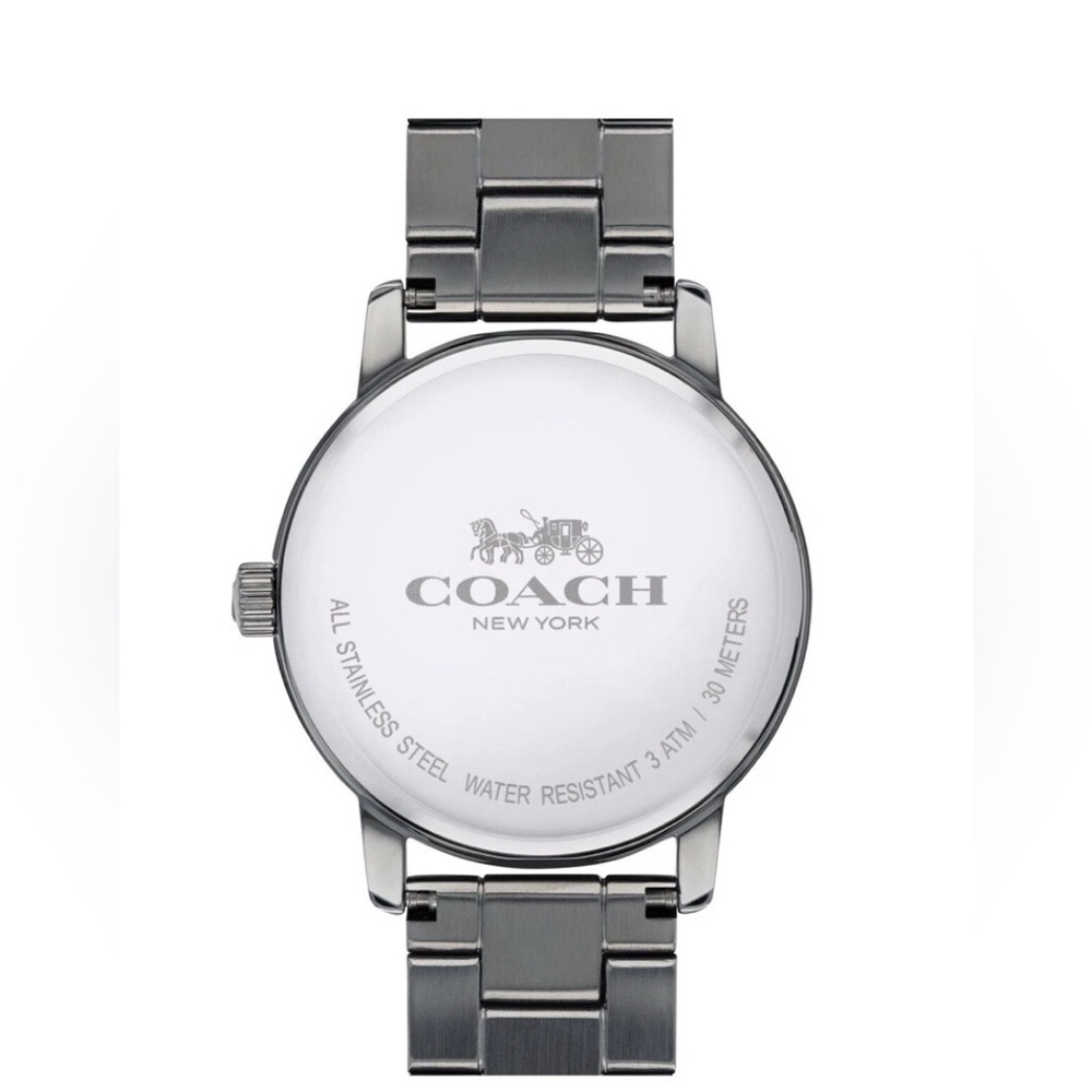 New Coach Grand Women’s Gunmetal Grey 36mm Bracelet Watch 14502924 - Picture 3 of 4
